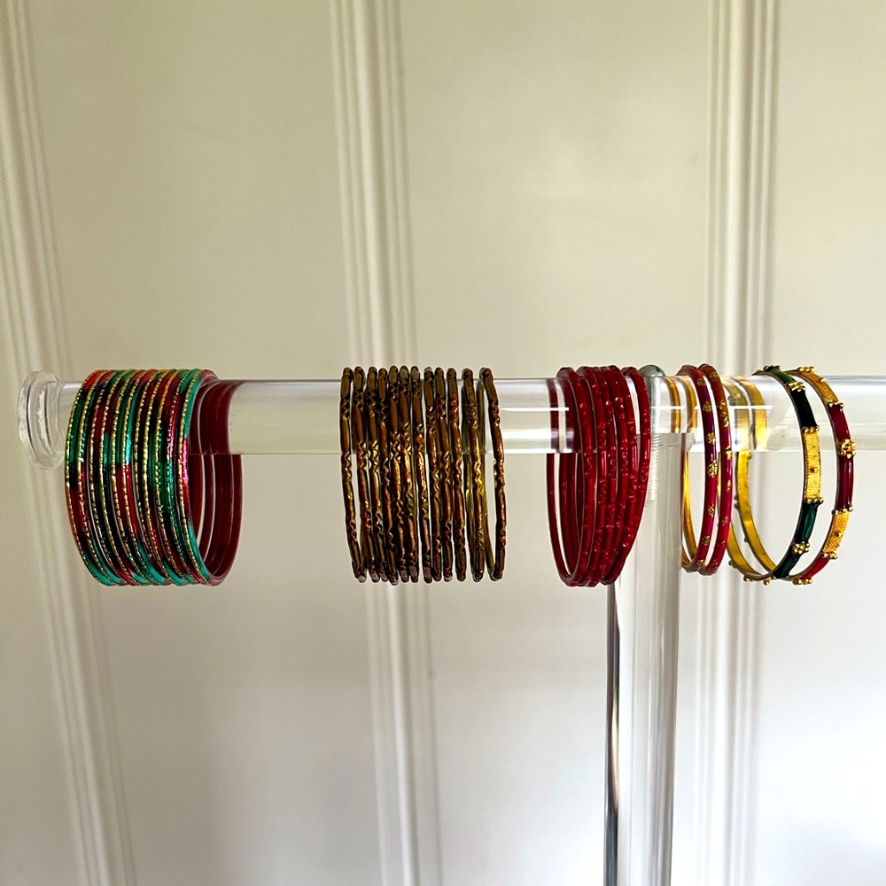 Kids Indian Red/Green/Gold Bangles 1-⅞ inches